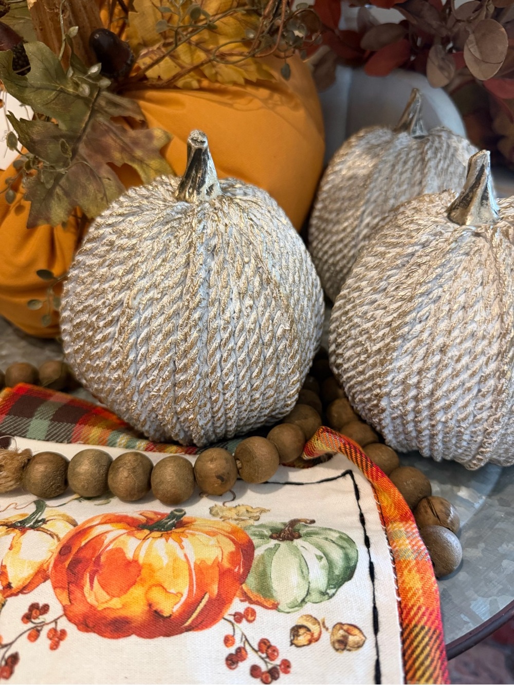 Neutral Twine Decorative Pumpkins